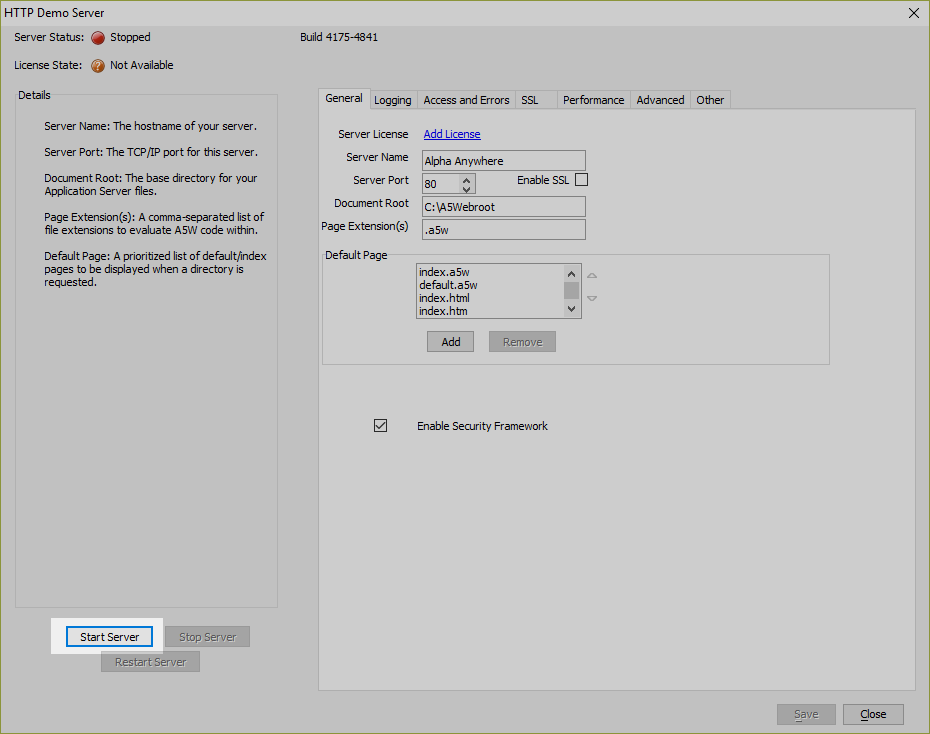 Start Server1